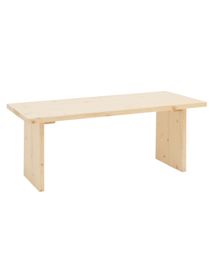 Deco Wood Mesa De Centro De Madera Maciza Acabado Natural De 120x60cm