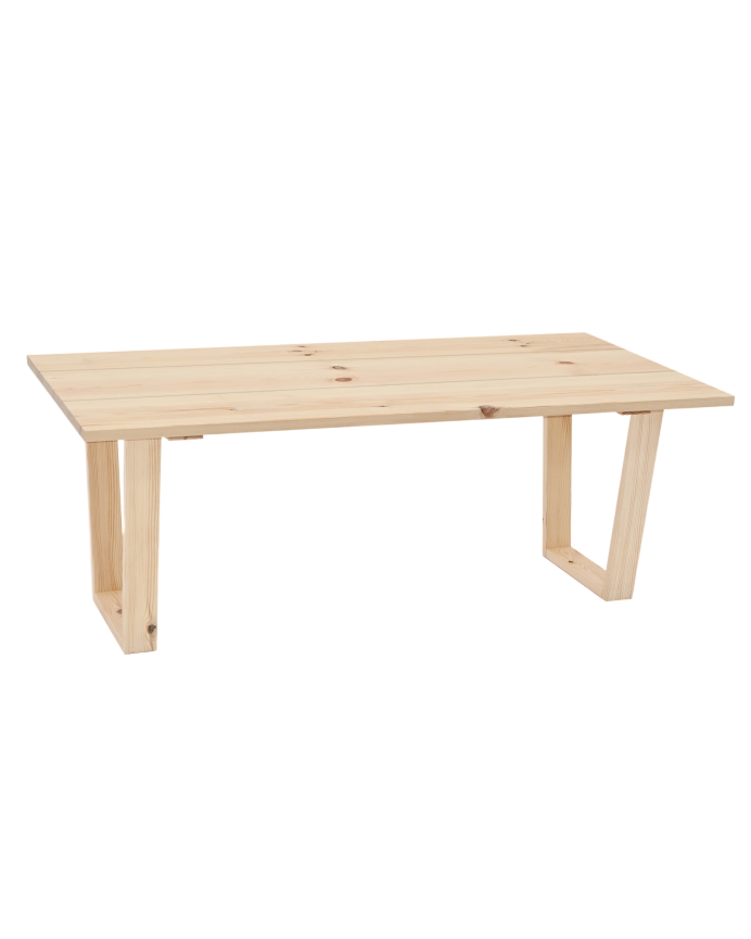 Deco Wood Mesa De Centro De Madera Maciza Acabado Natural De 120x60cm