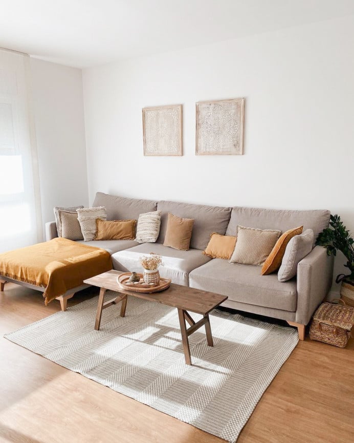 Deco Wood Mesa De Centro De Madera Maciza Acabado Nogal De 120x50cm