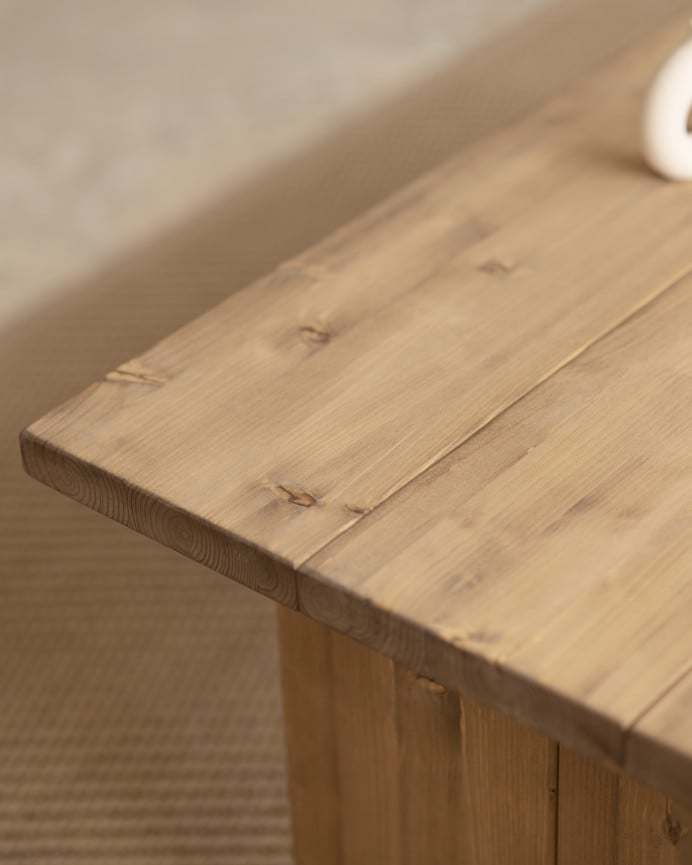 Deco Wood Mesa De Centro De Madera Maciza Acabado Roble Oscuro De 120x60cm