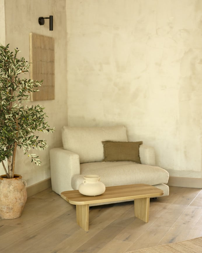 Deco Wood Mesa De Centro De Madera Maciza De álamo Con Dos Patas De 95cm