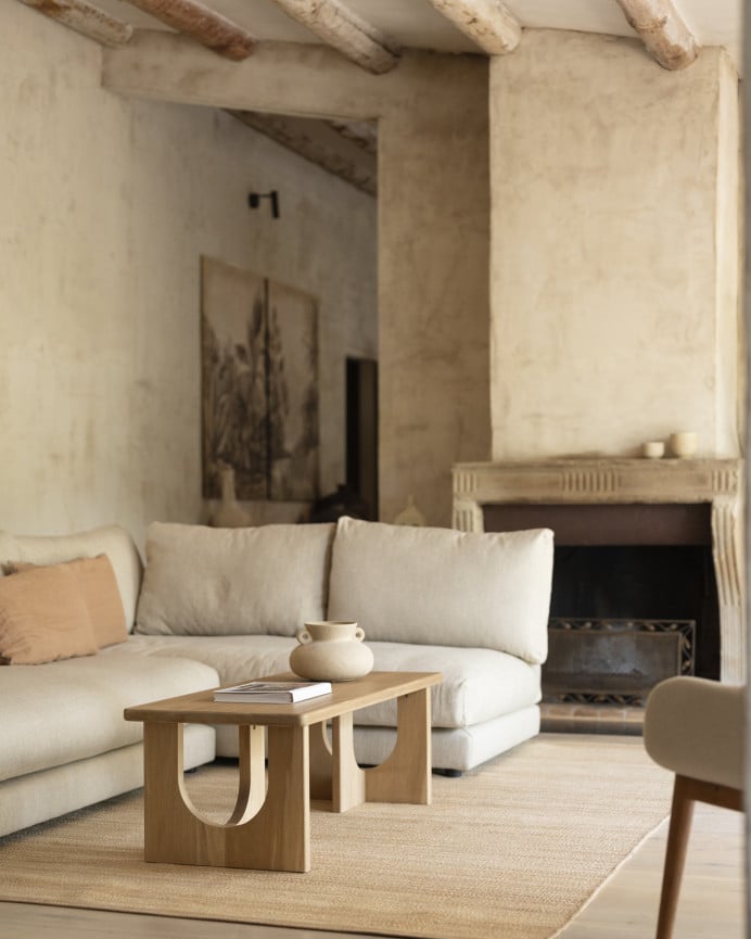 Deco Wood Mesa De Centro De Madera Maciza De álamo En 120x50cm