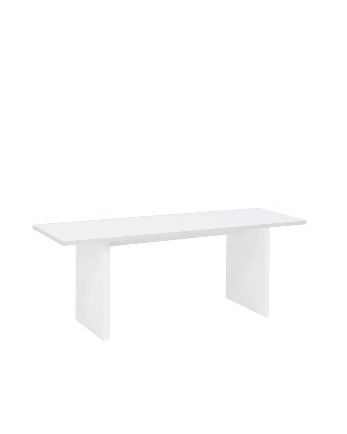 Deco wood Mesa de centro de madera maciza en tono blanco de 120cm