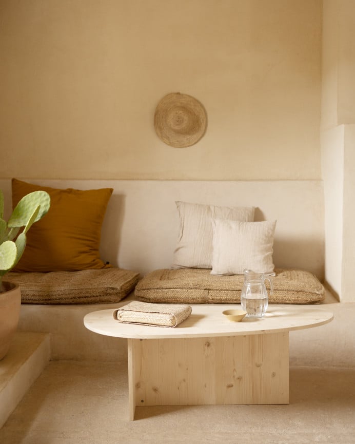 Deco Wood Mesa De Centro De Madera Maciza En Tono Natural De 130cm