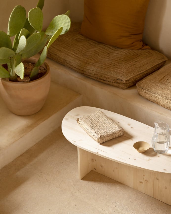 Deco Wood Mesa De Centro De Madera Maciza En Tono Natural De 130cm