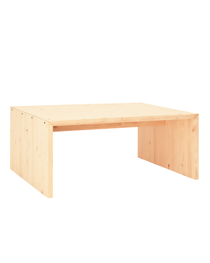 Deco wood Mesa de centro de madera maciza en tono natural de 109 4x45x74cm