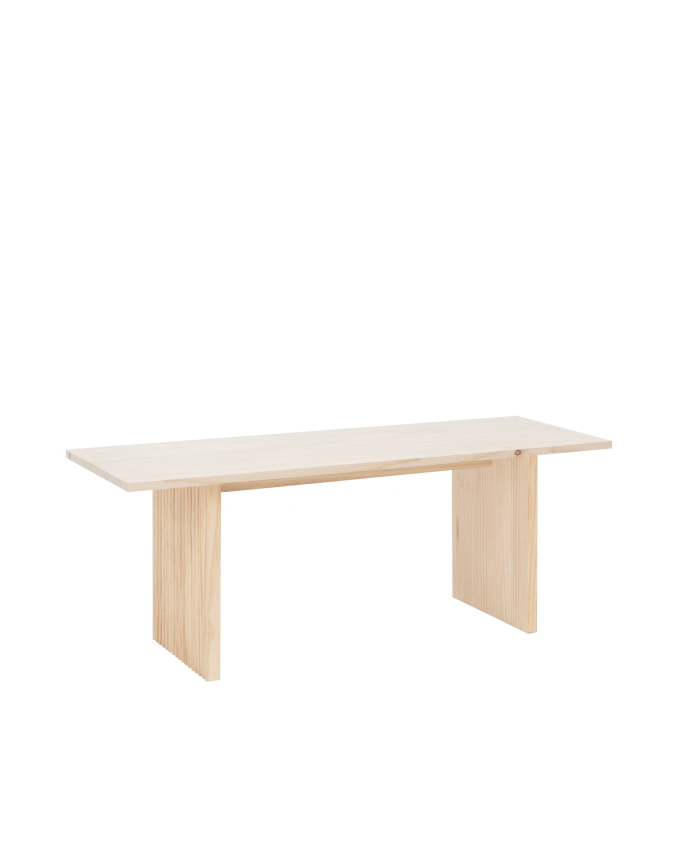 Deco wood Mesa de centro de madera maciza en tono natural de 120cm