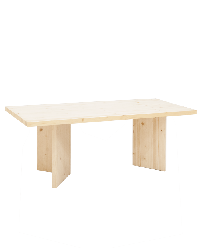 Deco wood Mesa de centro de madera maciza en tono natural de 120x55 cm