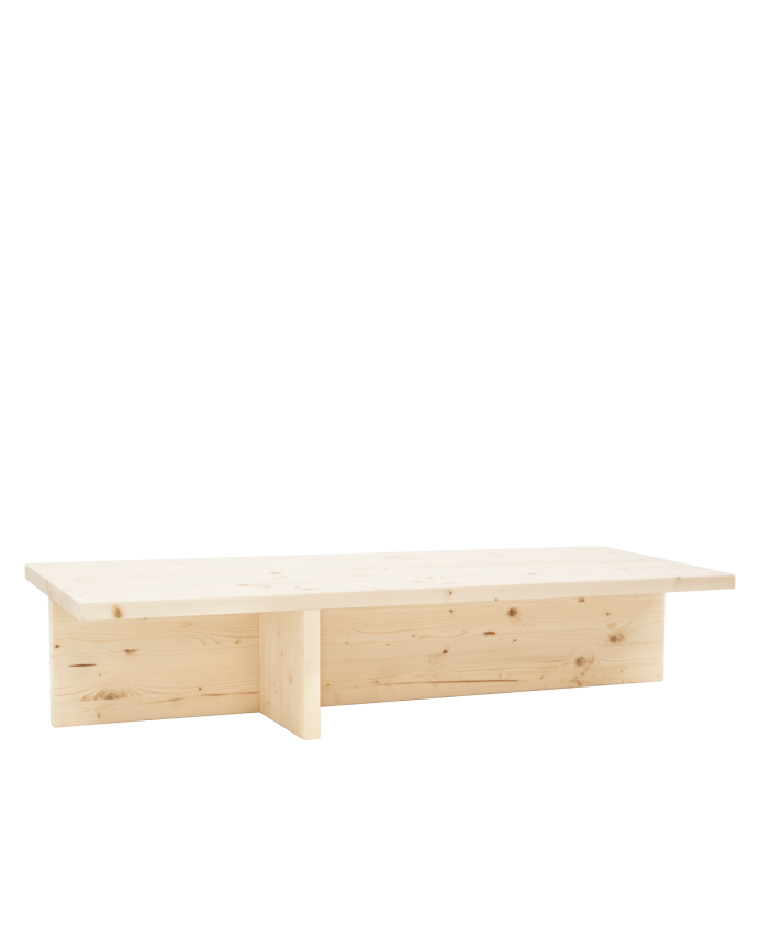 Deco Wood Mesa De Centro De Madera Maciza En Tono Natural De 123 5x27cm