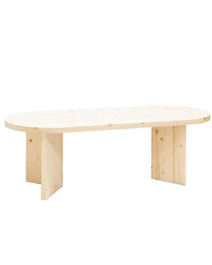 Deco wood Mesa de centro de madera maciza en tono natural de 120cm
