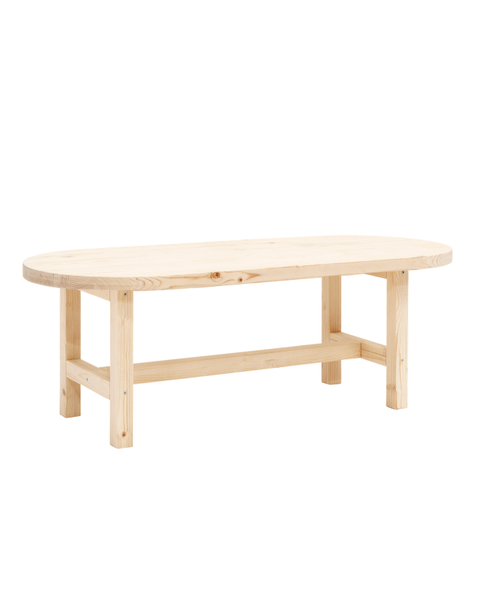 Deco wood Mesa de centro de madera maciza en tono natural de 120x40cm