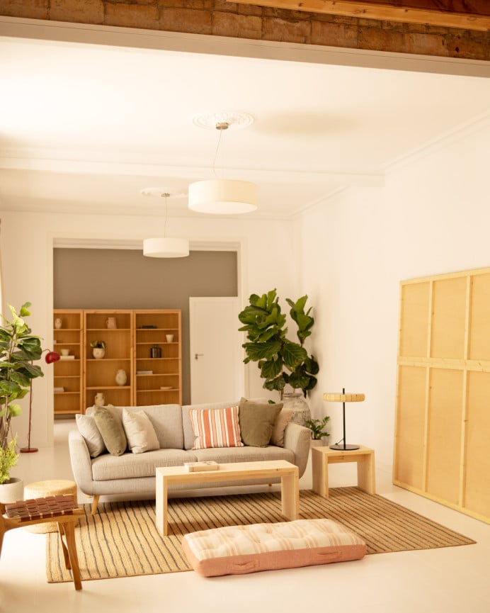 Deco Wood Mesa De Centro De Madera Maciza En Tono Natural De 109 4x59x35cm