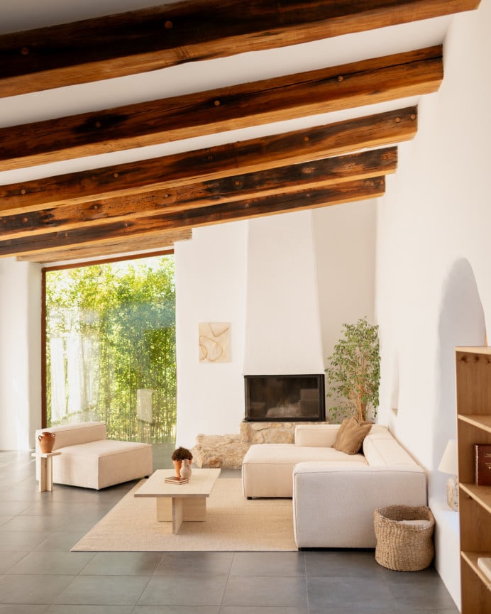 Deco Wood Mesa De Centro De Madera Maciza En Tono Natural De 120x70cm