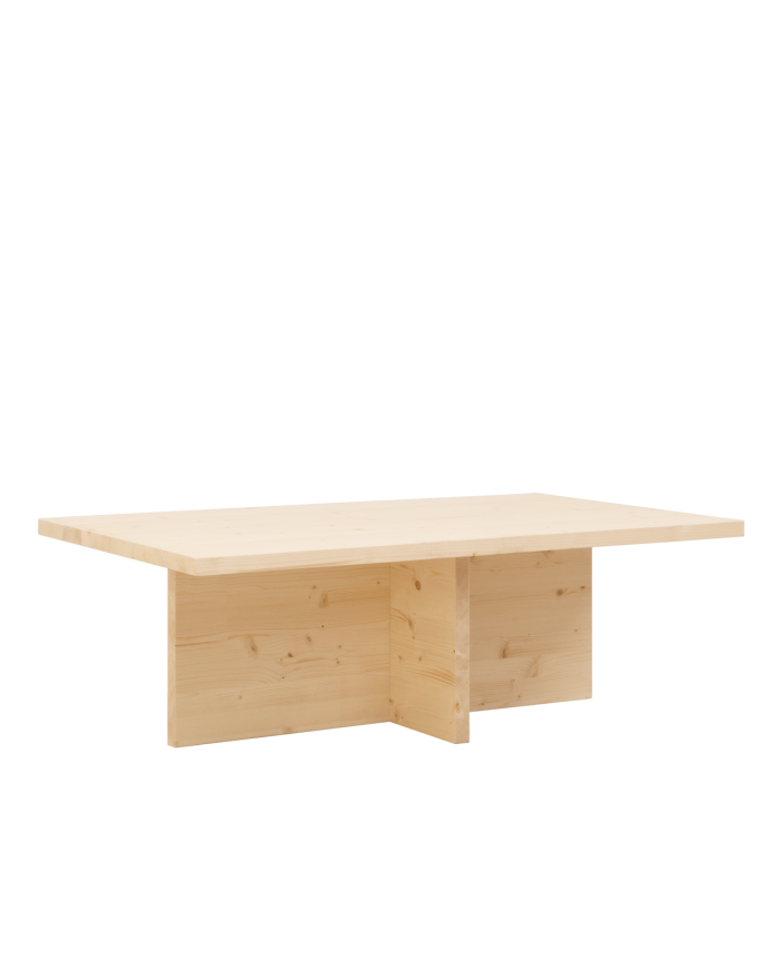 Deco wood Mesa de centro de madera maciza en tono natural de 120x70cm