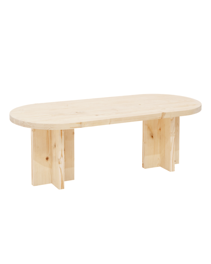 Deco Wood Mesa De Centro De Madera Maciza En Tono Natural De 120x50cm