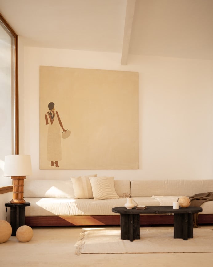 Deco Wood Mesa De Centro De Madera Maciza En Tono Negro De 120x50cm