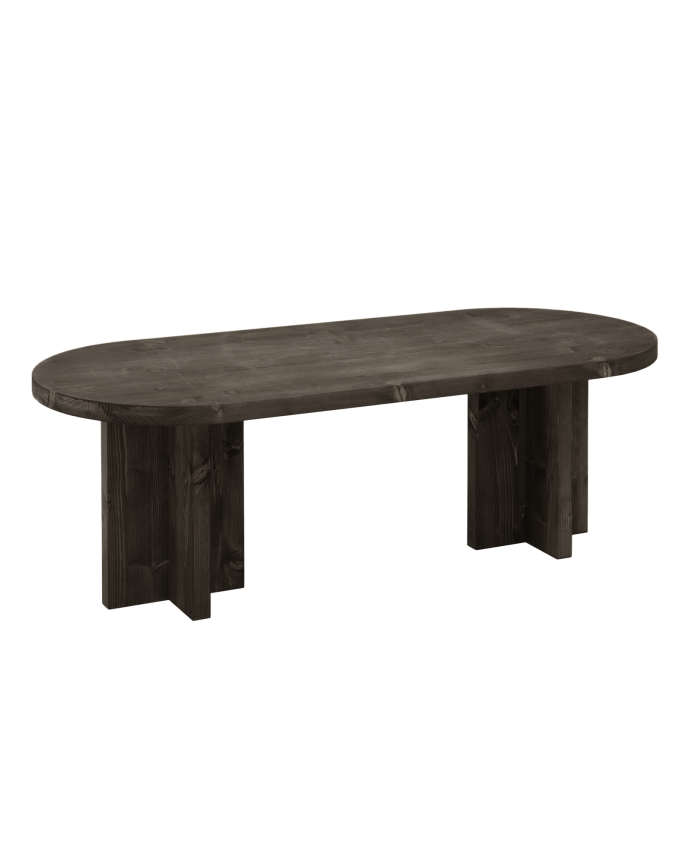 Deco wood Mesa de centro de madera maciza en tono negro de 120x50cm