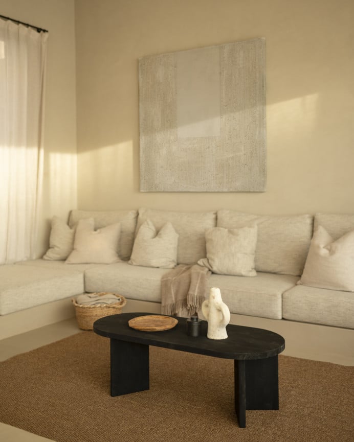 Deco Wood Mesa De Centro De Madera Maciza En Tono Negro De 120cm