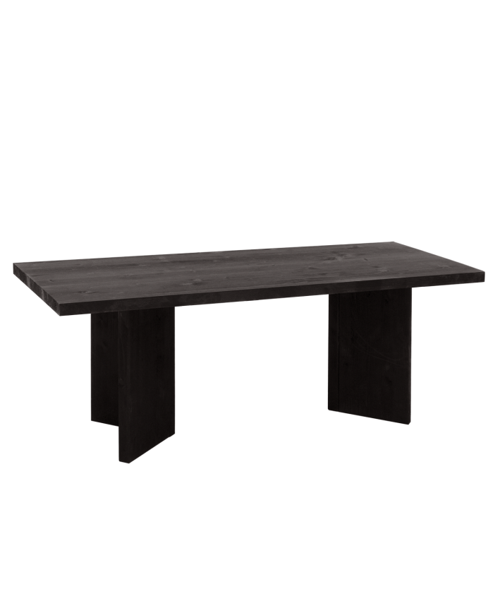 Deco wood Mesa de centro de madera maciza en tono negro de 120x55 cm