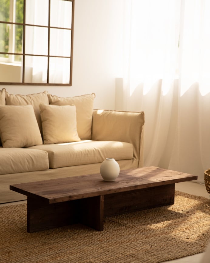 Deco Wood Mesa De Centro De Madera Maciza En Tono Nogal De 123 5x27cm