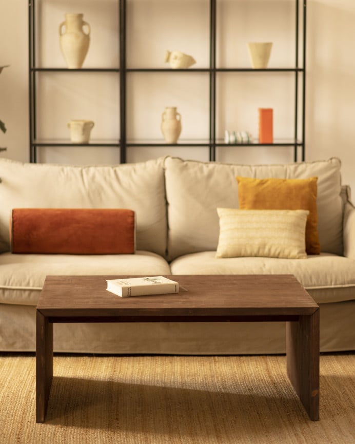 Deco Wood Mesa De Centro De Madera Maciza En Tono Nogal De 109 4x45x74cm