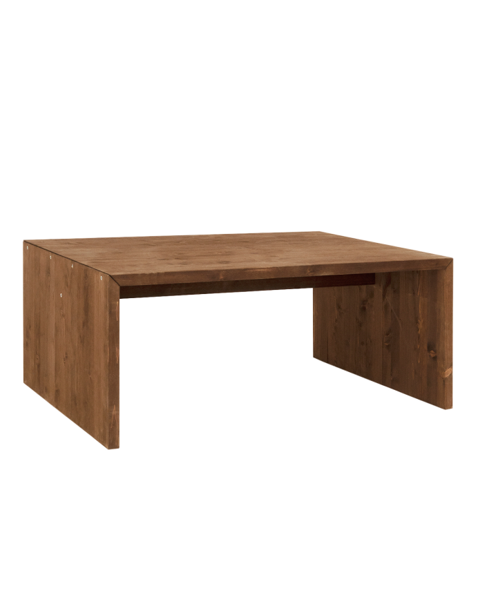 Deco wood Mesa de centro de madera maciza en tono nogal de 109 4x45x74cm