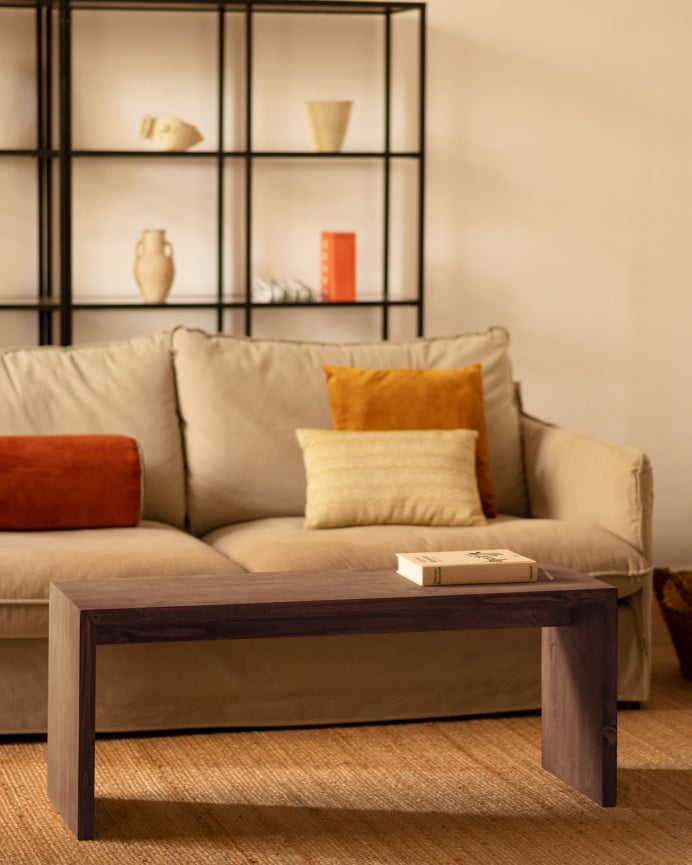 Deco Wood Mesa De Centro De Madera Maciza En Tono Nogal De 109 4x59x35cm