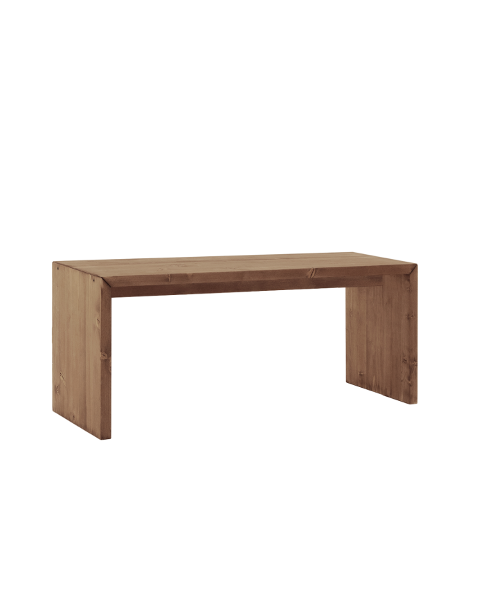 Deco wood Mesa de centro de madera maciza en tono nogal de 109 4x59x35cm