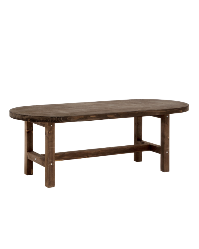 Deco wood Mesa de centro de madera maciza en tono nogal de 120x40cm