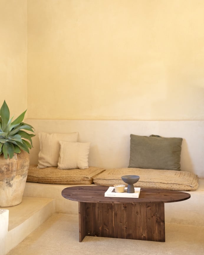 Deco Wood Mesa De Centro De Madera Maciza En Tono Nogal De 130cm