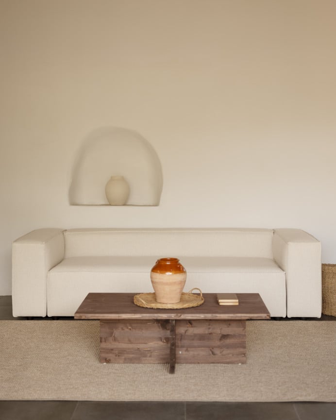 Deco Wood Mesa De Centro De Madera Maciza En Tono Nogal De 120x70cm