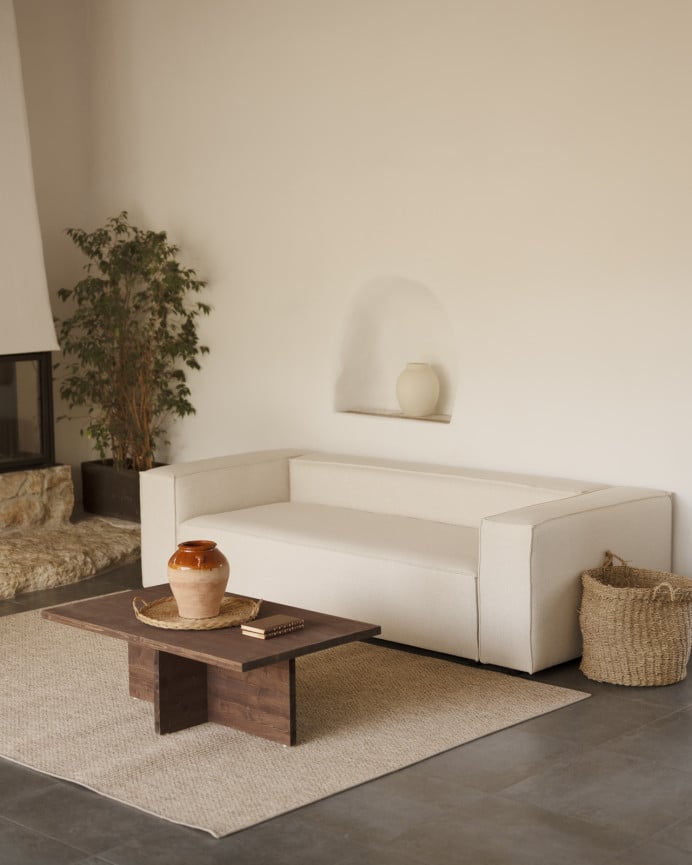 Deco Wood Mesa De Centro De Madera Maciza En Tono Nogal De 120x70cm