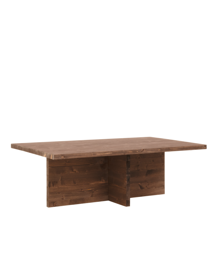 Deco wood Mesa de centro de madera maciza en tono nogal de 120x70cm
