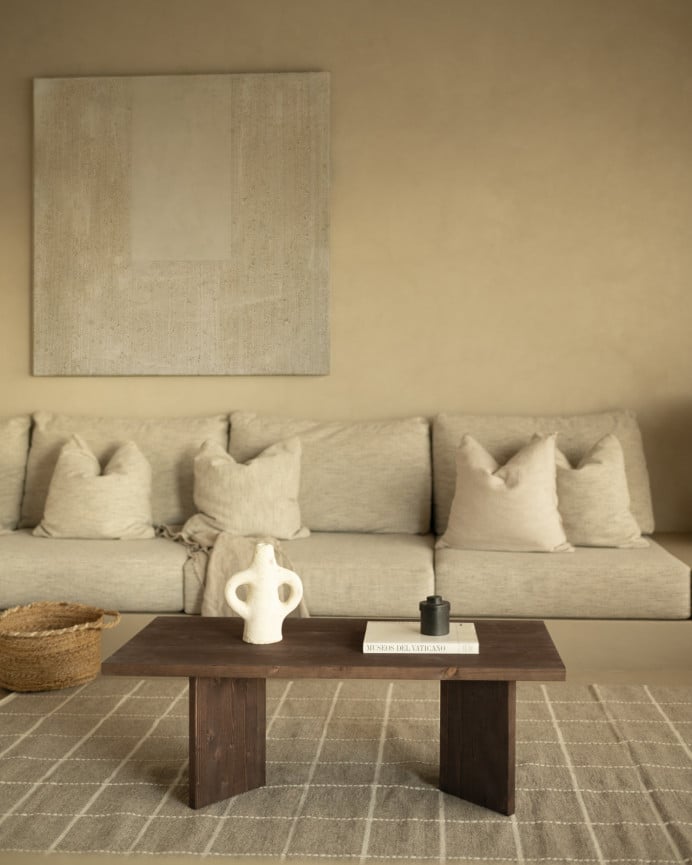 Deco Wood Mesa De Centro De Madera Maciza En Tono Nogal De 120x55 Cm