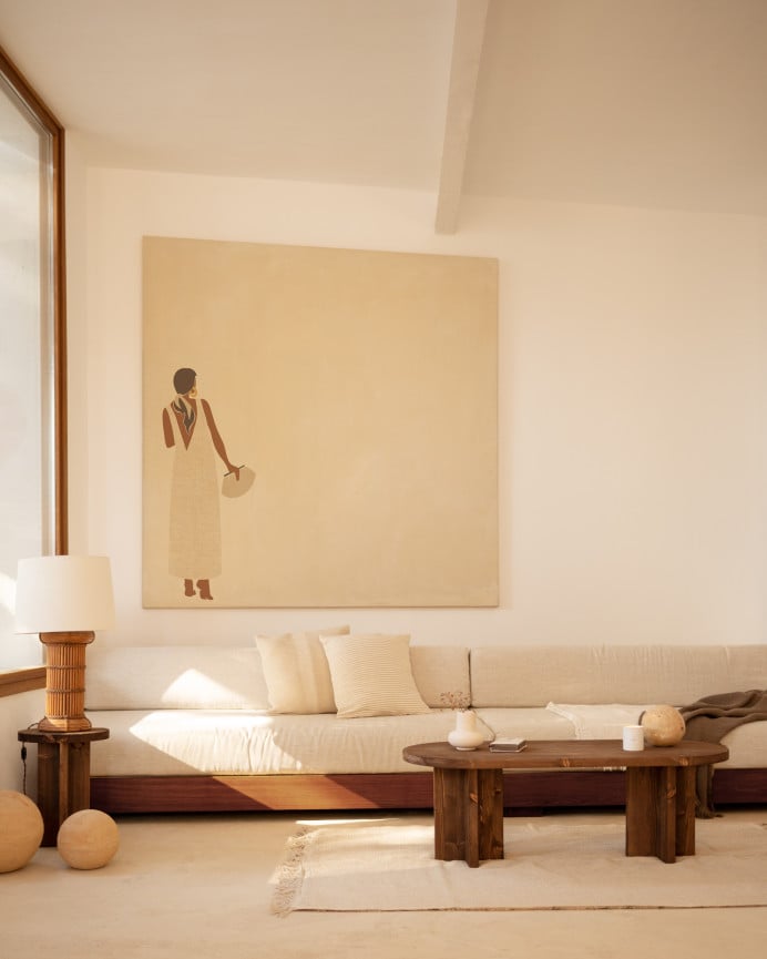 Deco Wood Mesa De Centro De Madera Maciza En Tono Nogal De De 120x50cm