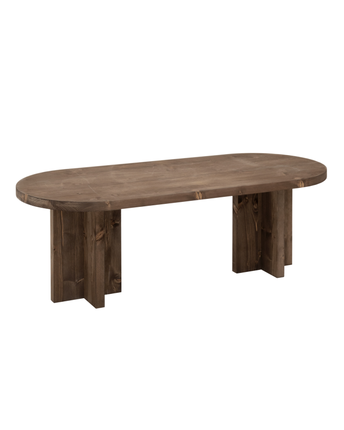 Deco wood Mesa de centro de madera maciza en tono nogal de de 120x50cm