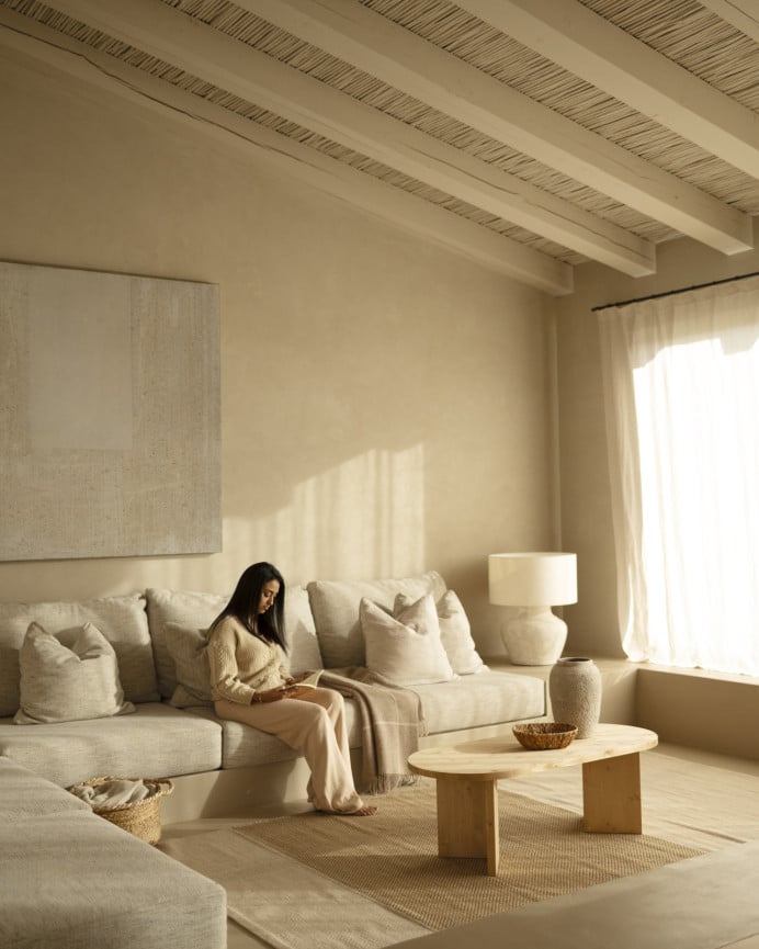 Deco Wood Mesa De Centro De Madera Maciza En Tono Roble Medio De 120cm