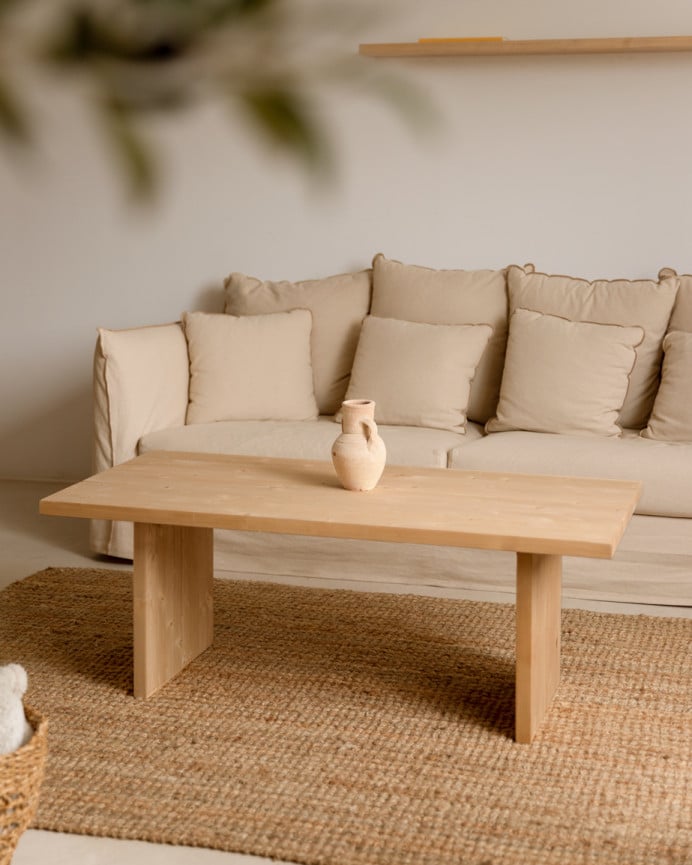 Deco Wood Mesa De Centro De Madera Maciza En Tono Roble Medio De 47x60cm