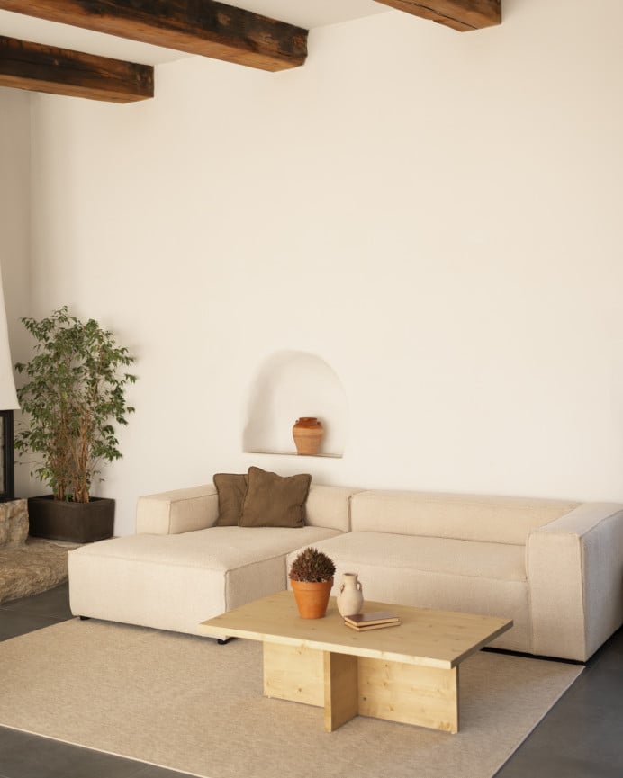 Deco Wood Mesa De Centro De Madera Maciza En Tono Roble Medio De 120x70cm