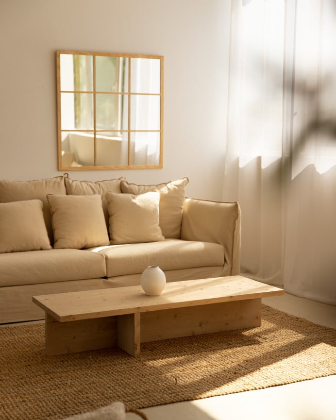 Deco Wood Mesa De Centro De Madera Maciza En Tono Roble Medio De 123 5x27cm