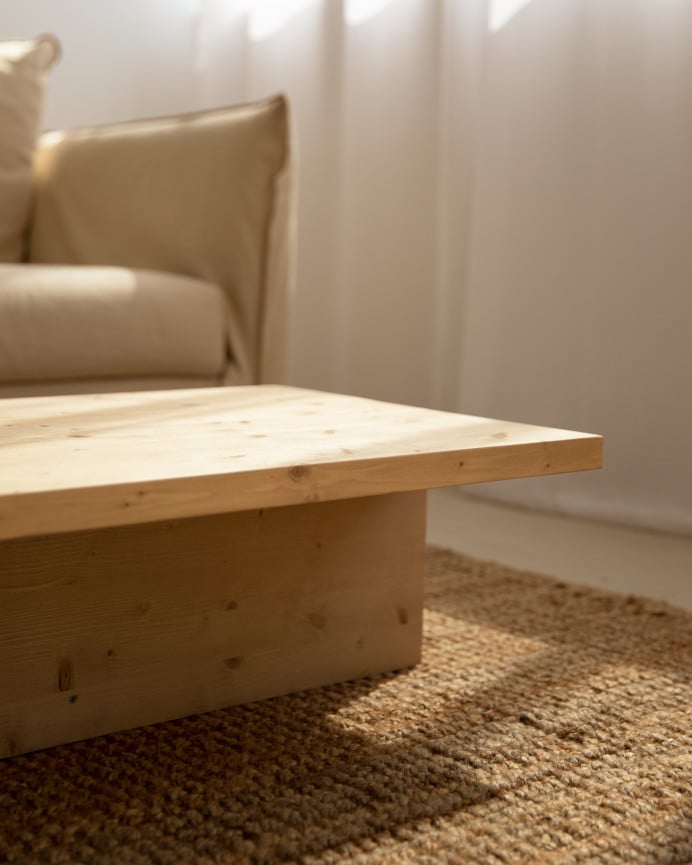 Deco Wood Mesa De Centro De Madera Maciza En Tono Roble Medio De 123 5x27cm