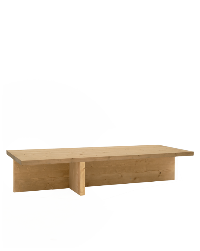 Deco wood Mesa de centro de madera maciza en tono roble medio de 123 5x27cm