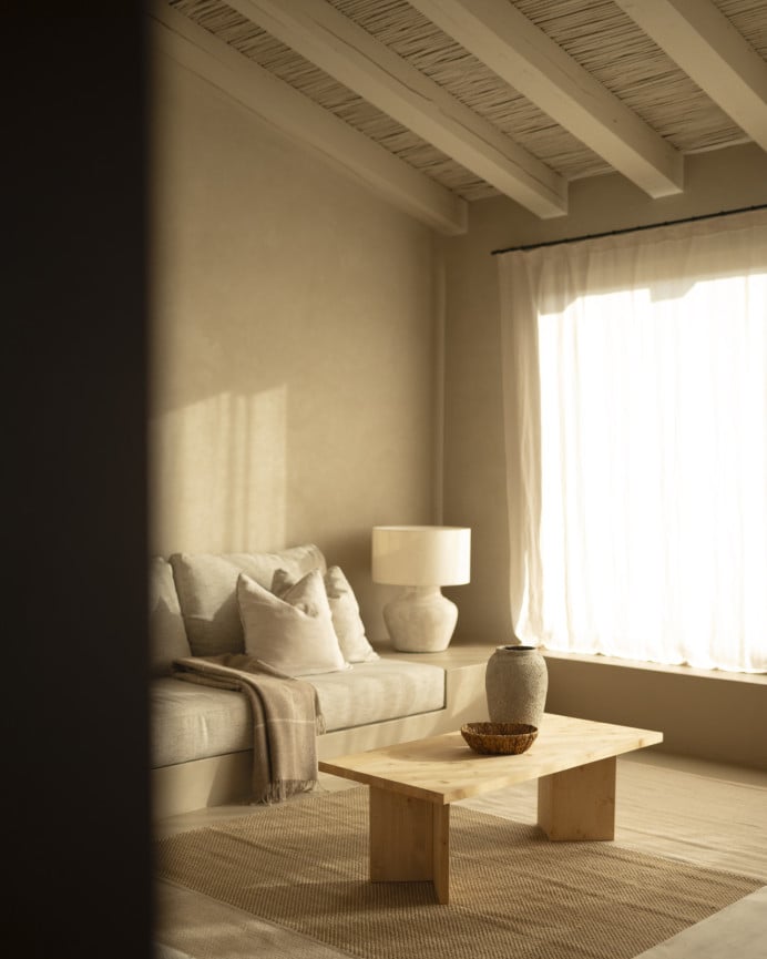 Deco Wood Mesa De Centro De Madera Maciza En Tono Roble Medio De 120x55 Cm