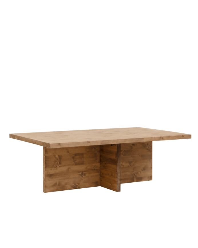 Deco wood Mesa de centro de madera maciza en tono roble oscuro de 120x70cm