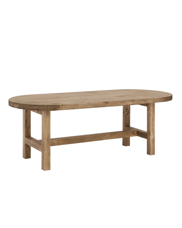 Deco wood Mesa de centro de madera maciza en tono roble oscuro de 120x40cm