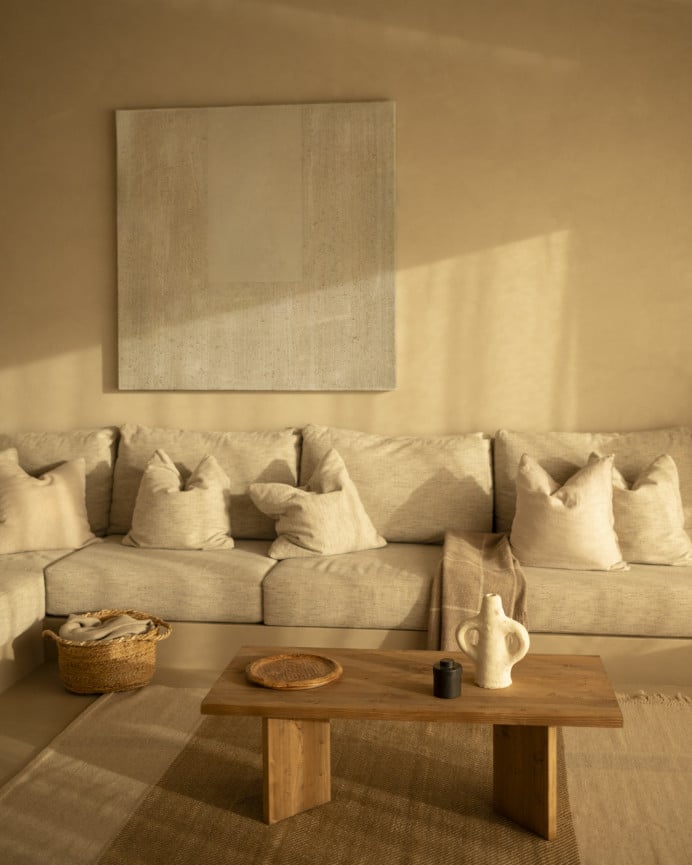 Deco Wood Mesa De Centro De Madera Maciza En Tono Roble Oscuro De 120x55 Cm