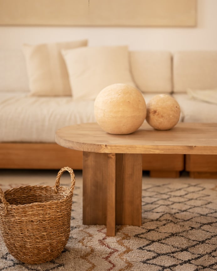 Deco Wood Mesa De Centro De Madera Maciza En Tono Roble Oscuro De 120x50cm