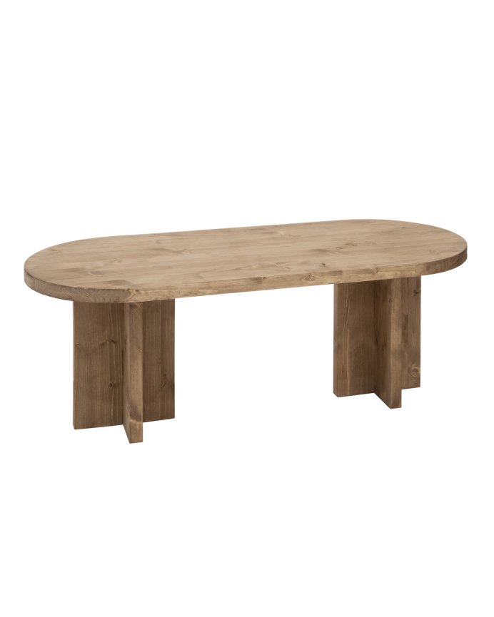 Deco wood Mesa de centro de madera maciza en tono roble oscuro de 120x50cm