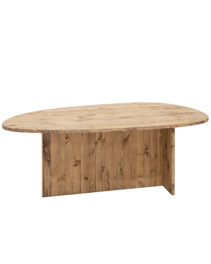 Deco wood Mesa de centro de madera maciza en tono roble oscuro de 130cm
