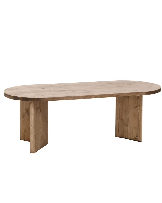 Deco wood Mesa de centro de madera maciza en tono roble oscuro de 120cm